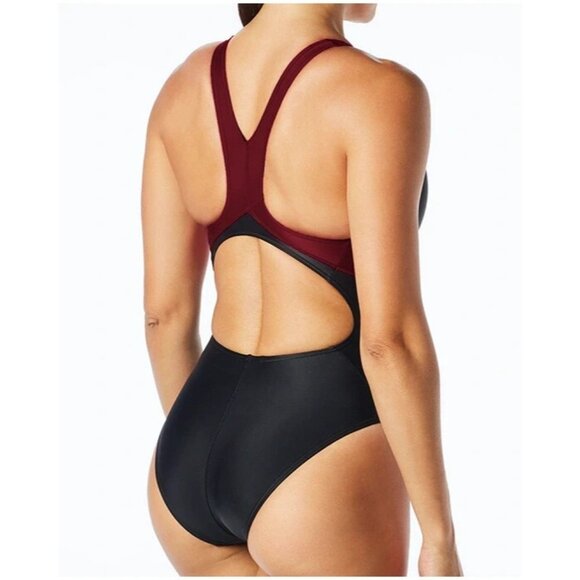 TYR WOMEN'S Maxfit Swimsuit T-Splice Style MALIT1A Size 34 Black/Burgundy - Picture 4 of 9